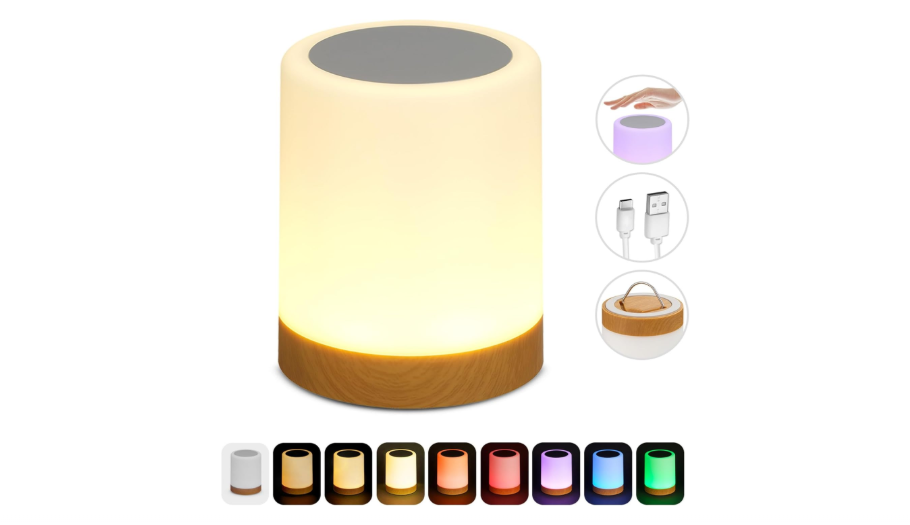  Globe Electric LED Integrated Rechargeable Multicolor Portable Touch Lamp with Included USB Cable