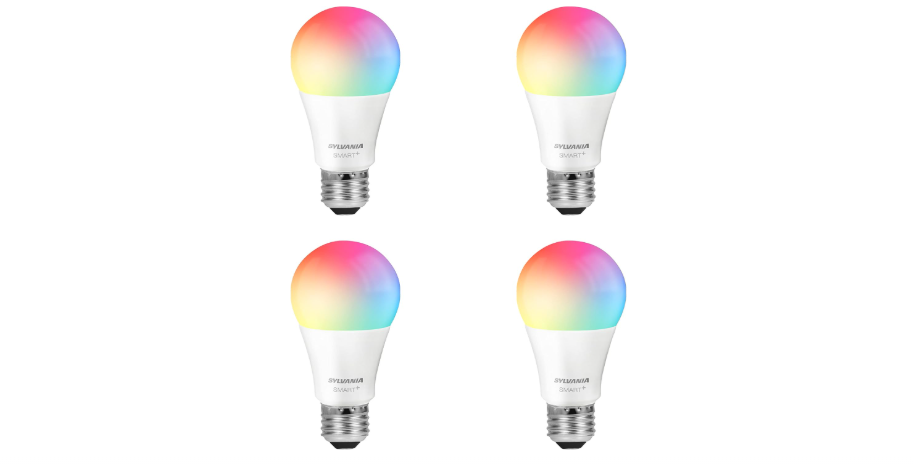  SYLVANIA Wifi LED Smart Light Bulb, 60W Equivalent Full Color and Tunable White A19, Dimmable, Compatible with Alexa and Google Home Only - 4 Pack (75674)