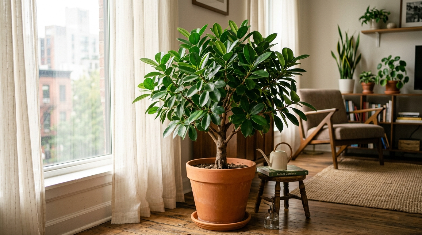 Ficus Moclame receiving bright indirect light indoors