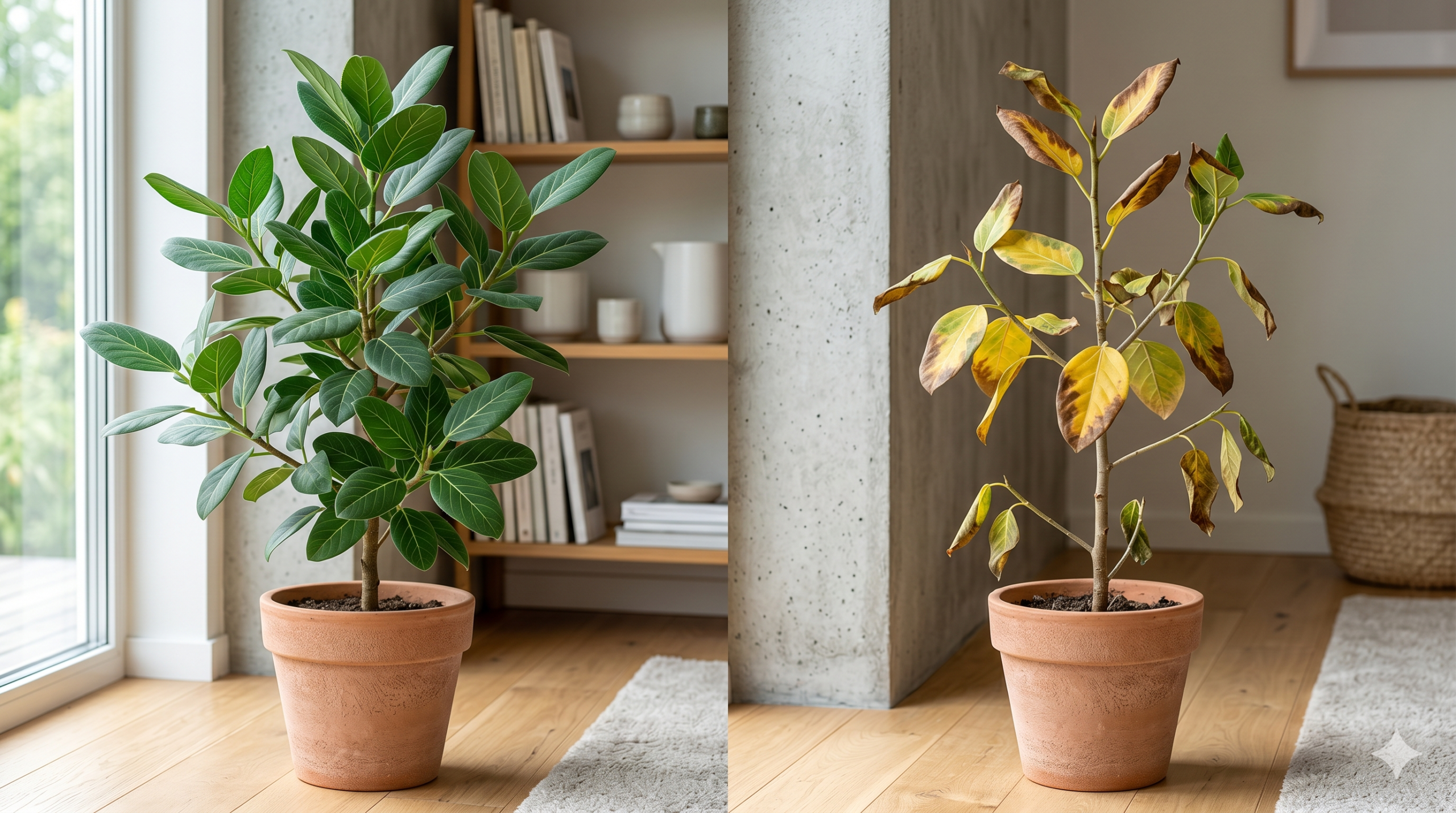 Common ficus audrey tree problems including yellow and brown leaves