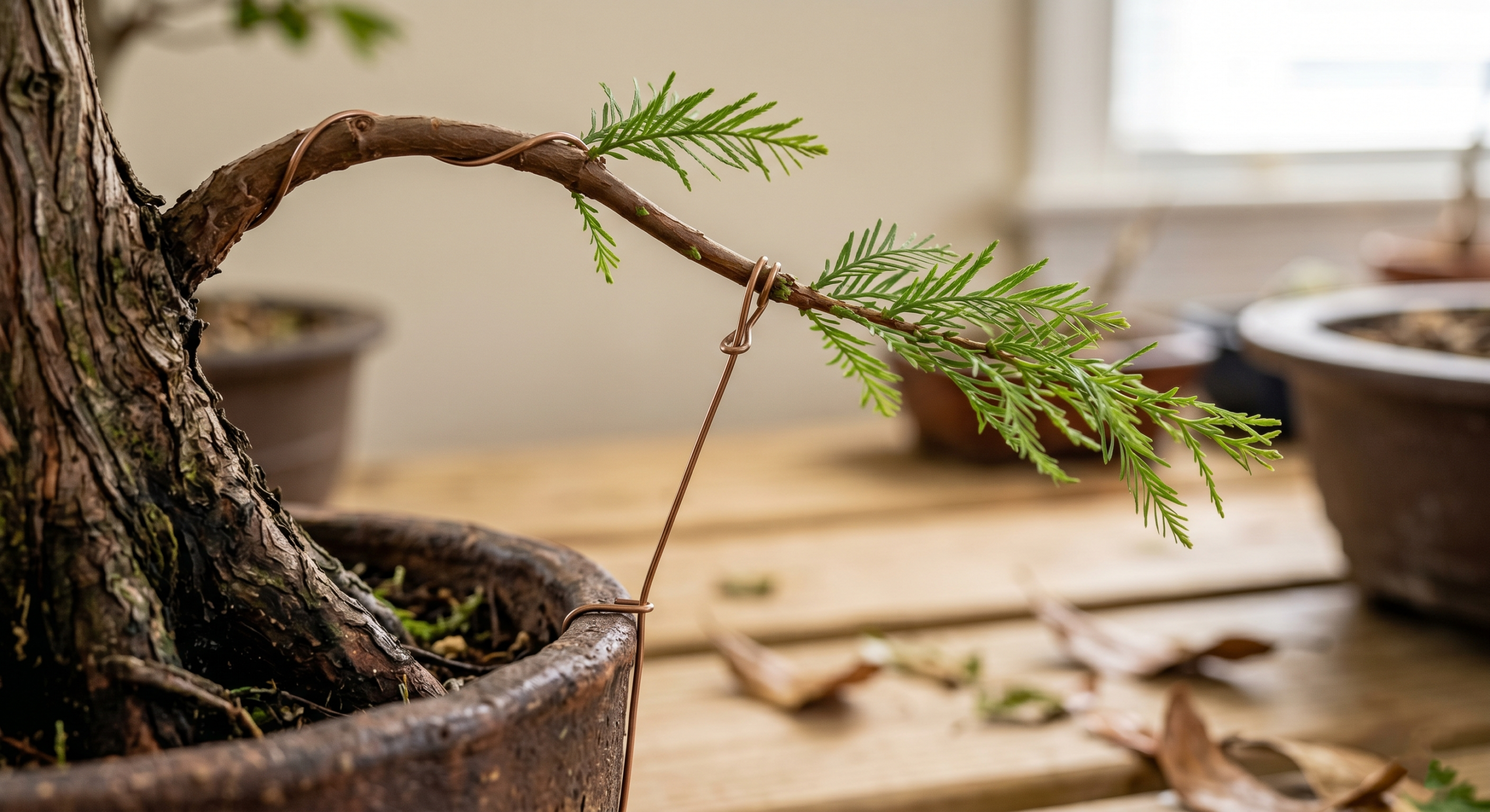 guy-wire-bonsai-training-method-for-bald-cypress-branch-shaping