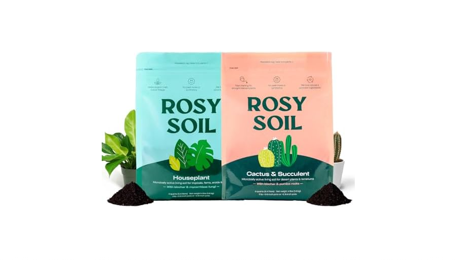 
Rosy Soil Cactus & Succulent Potting Mix + Indoor Potting Soil - Peat Free House Plant Soil - Mix for Indoor Plants (4 Quarts Each)
