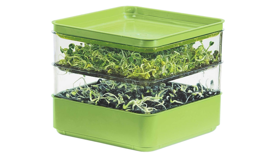 
GARDENS ALIVE! Seed Sprouter Kit, Two Tier Stackable Seedling Starter Tray with Lid, Microgreens Propagator Mini Plant Grow Trays, Germinate Seeds Indoors,...
