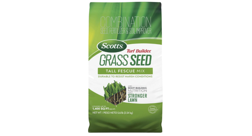 Scotts Turf Builder Grass Seed Tall Fescue Mix - Durable to Resist Harsh Conditions, Lawn Seed, Grass Fertilizer & Soil Improver, Covers up to 1,400 sq....