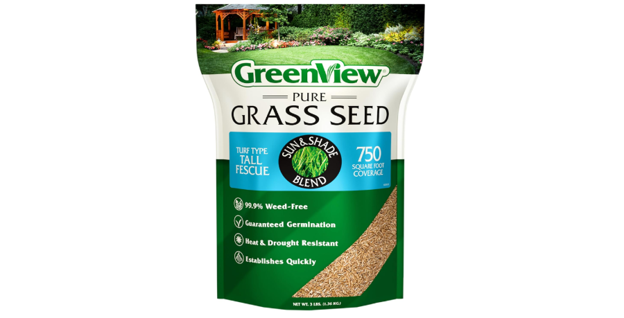 GreenView Pure Grass Seed Turf Type Tall Fescue Sun & Shade Blend, 3 lb. Bag – Covers up to 750 sq. ft.