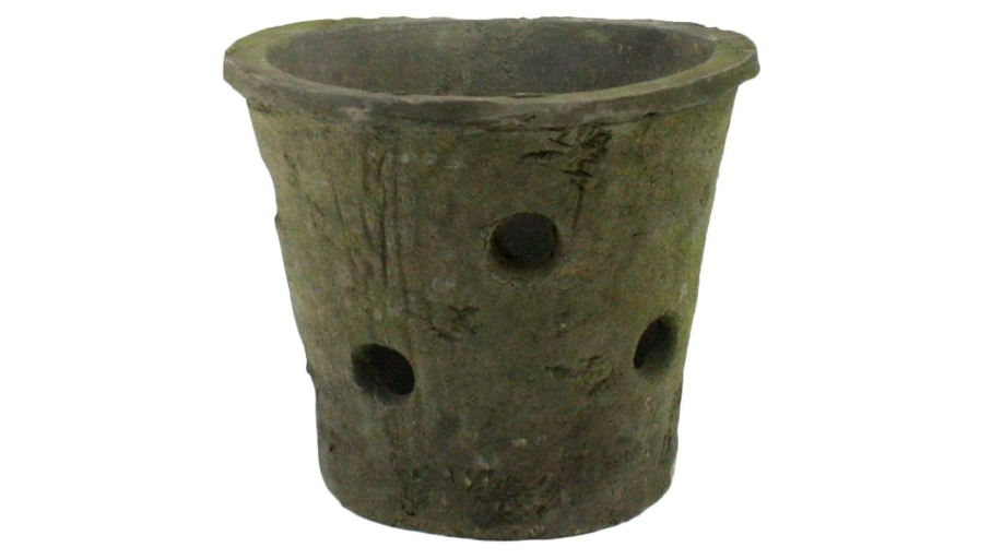  HomArt Rustic Terra Cotta Orchid Pot, Moss Grey, 1-Count 
