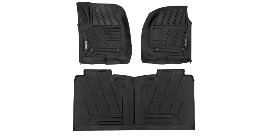 Rough Country Flex-Fit Floor Mats for Chevy Silverado & GMC Sierra 1500/2500HD/3500HD (2019-2026) Crew Cab - Front & Rear Set, All-Weather Non-Slip...