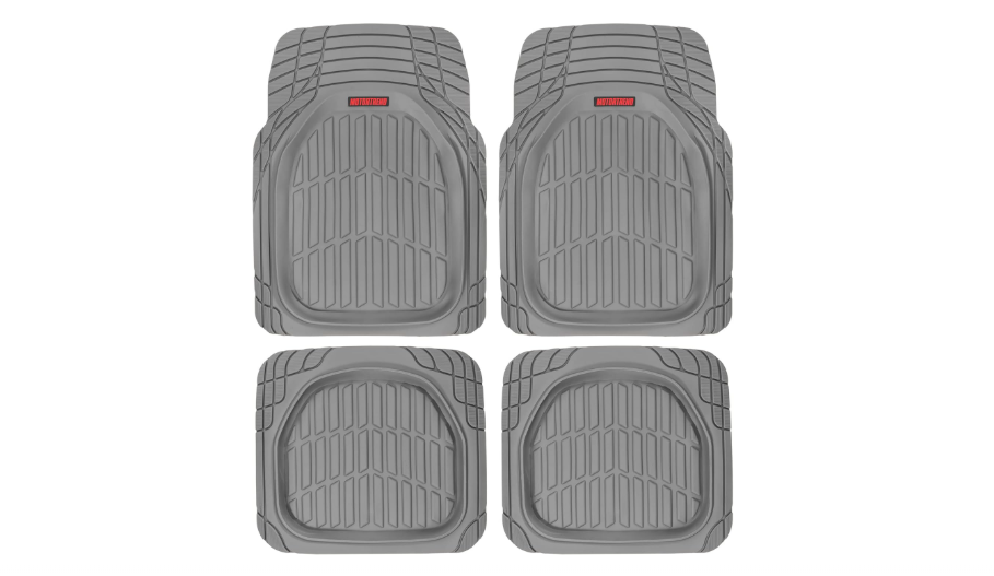 Motor Trend Front Floor Mats FlexTough Tortoise - Heavy Duty Rubber Floor Mats for Car SUV Van & Truck - All Weather Protection - Deep Dish Mats