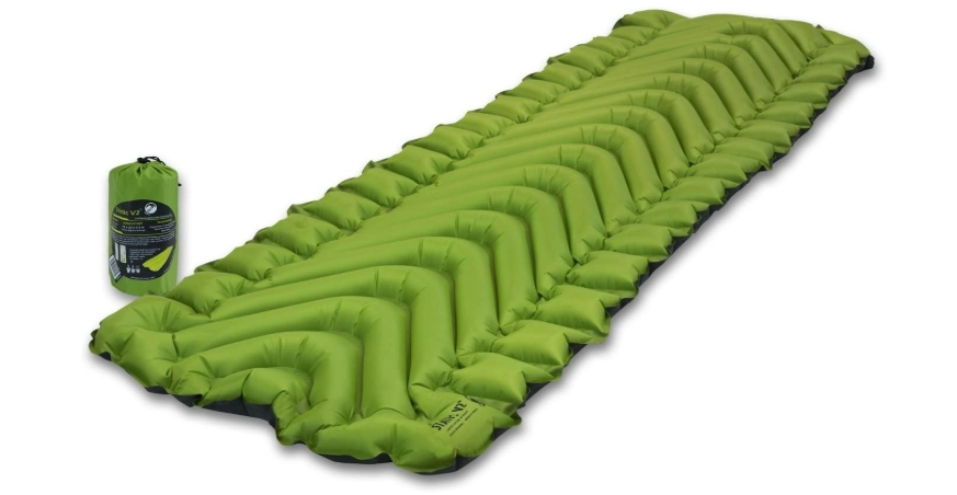  KLYMIT Static V2 Inflatable Sleeping Pad | Portable, Ultralight, Easy to Inflate, Foldable Air Bed for Camping, Backpacking & Hiking — Green