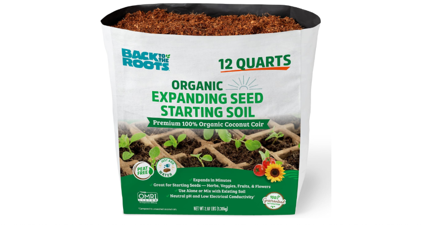 Back to The Roots Organic Seed Starting, Compressed Block expands to 12 Quarts, Made for Herbs, Veggies, Flowers