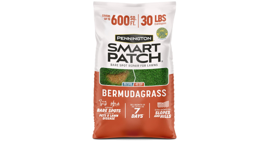  Pennington Smart Patch Bermudagrass Mix 30 lb, Grass Seed Mix for Bare Spot Repair with Mulch and Lawn Fertilizer 