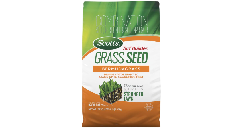 Scotts Turf Builder Grass Seed Bermudagrass, 8 lbs. | Lawn Seed with Grass Fertilizer and Soil Improver, Drought-Tolerant, Covers up to 8,000 sq. ft.