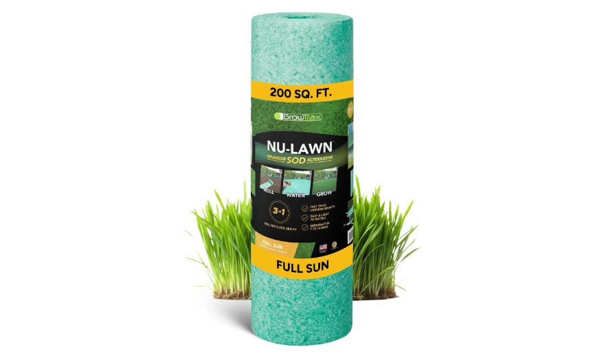  Growtrax Biodegradable Grass Seed Mat - 200 Sq Ft Bermuda & Rye Blend | Grass Seed Mat for Ball Fields, Parks, Residential Lawns, Just Roll, Water &...