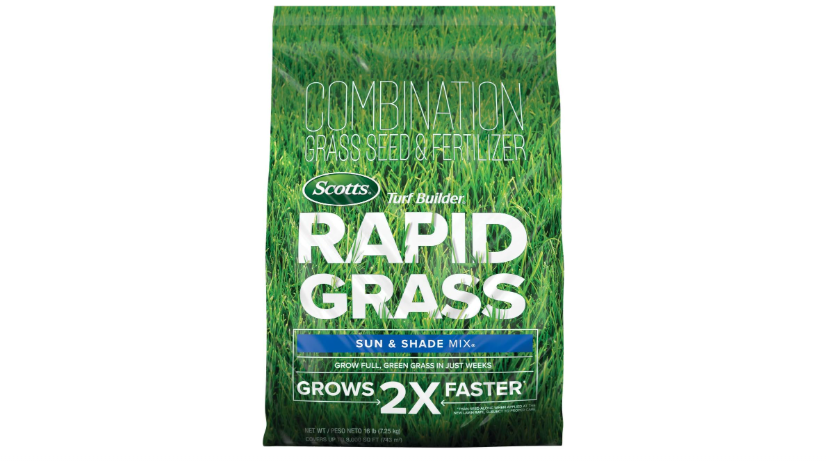 Scotts Turf Builder Rapid Grass Sun & Shade Mix, 16 lbs. | Combination Grass Seed and Fertilizer, Grows Green Grass in Just Weeks