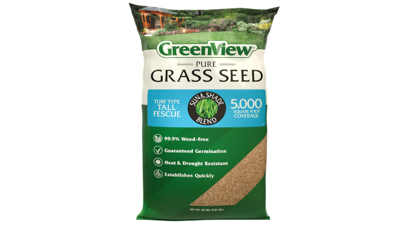 GreenView Pure Grass Seed Turf Type Tall Fescue Sun & Shade Blend, 20 lb. | Covers up to 5,000 sq. ft. Quick germination with drought and heat...